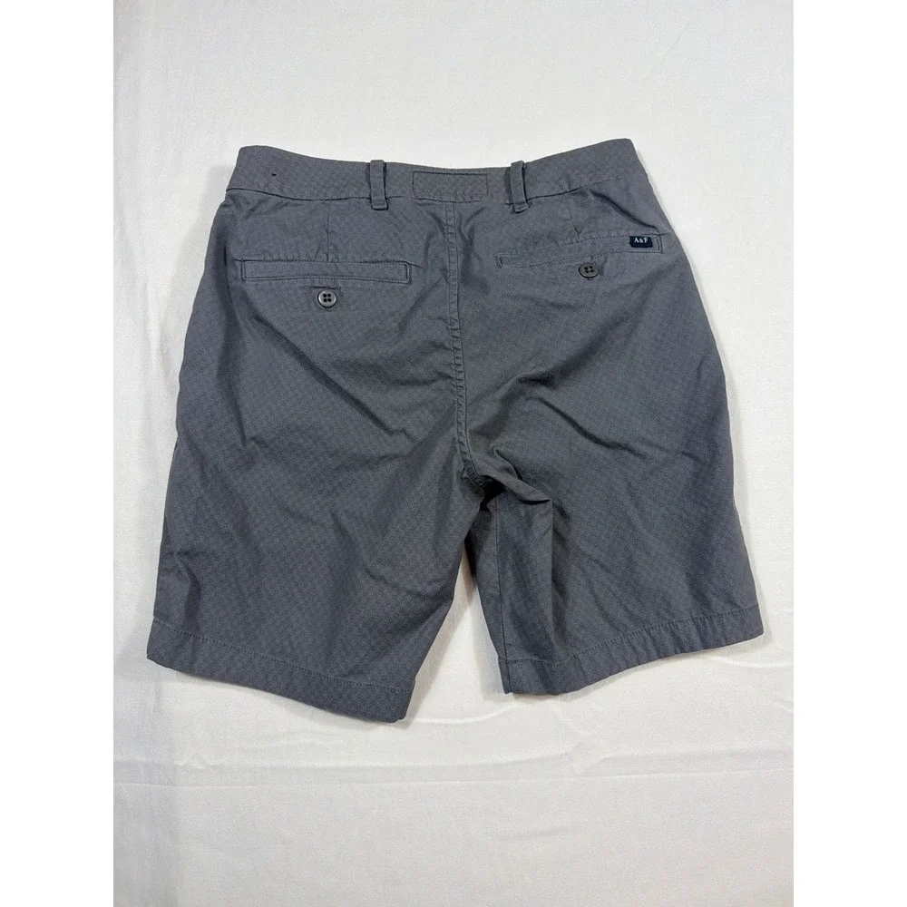 Abercrombie & Fitch Mens Gray Geometric Micro Print Stretch Shorts Size 28